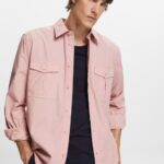 Esprit Utility shirt, 100% cotton Men Old Pink Shirts P0D0X573