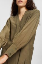 Esprit V-neck blouse, LENZING ECOVERO Women Dark Khaki Blouses P0D0X555 - Image 3
