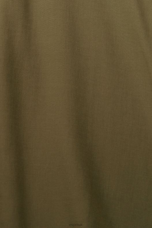 Esprit V-neck blouse, LENZING ECOVERO Women Dark Khaki Blouses P0D0X555 - Image 4