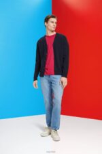 Esprit V-neck sustainable cotton cardigan Men Navy Sweaters P0D0X776 - Image 2