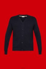 Esprit V-neck sustainable cotton cardigan Men Navy Sweaters P0D0X776 - Image 5