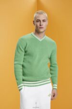 Esprit V-neck sustainable cotton jumper Men Green Sweaters P0D0X726