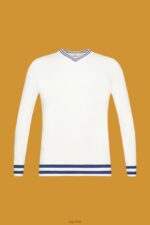 Esprit V-neck sustainable cotton jumper Men Off White Sweaters P0D0X725 - Image 5