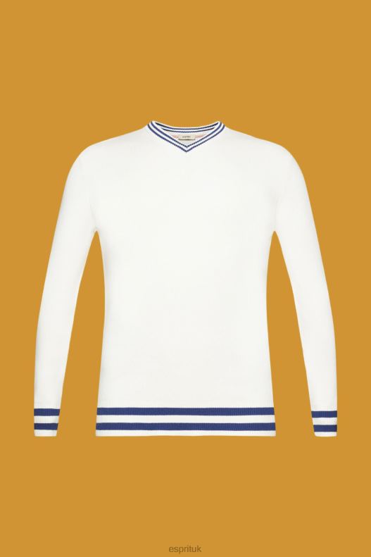 Esprit V-neck sustainable cotton jumper Men Off White Sweaters P0D0X725 - Image 5