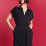 Esprit V-necked midi dress Women Anthracite Dresses P0D0X73