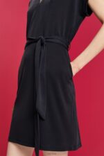 Esprit V-necked midi dress Women Anthracite Dresses P0D0X73 - Image 3