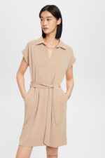 Esprit V-necked midi dress Women Taupe Dresses P0D0X74