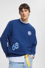 Esprit Varsity patch sweatshirt Men Ink Sweatshirts & Hoodies P0D0X809
