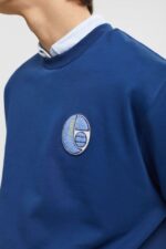 Esprit Varsity patch sweatshirt Men Ink Sweatshirts & Hoodies P0D0X809 - Image 3