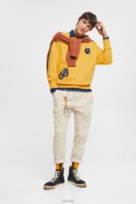 Esprit Varsity patch sweatshirt Men Yellow Sweatshirts & Hoodies P0D0X810 - Image 2