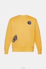 Esprit Varsity patch sweatshirt Men Yellow Sweatshirts & Hoodies P0D0X810 - Image 5
