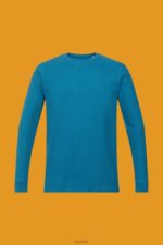 Esprit Waffle pique long sleeve top Men Dark Turquoise Long Sleeve P0D0X851 - Image 5