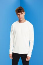 Esprit Waffle pique long sleeve top Men Off White Long Sleeve P0D0X850