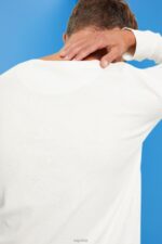 Esprit Waffle pique long sleeve top Men Off White Long Sleeve P0D0X850 - Image 3