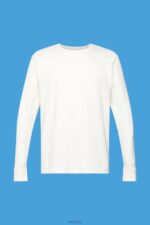 Esprit Waffle pique long sleeve top Men Off White Long Sleeve P0D0X850 - Image 5