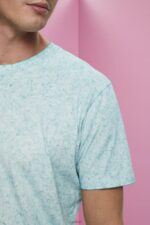 Esprit Washed-effect T-shirt Men Light Aqua Green T-Shirts P0D0X753 - Image 3