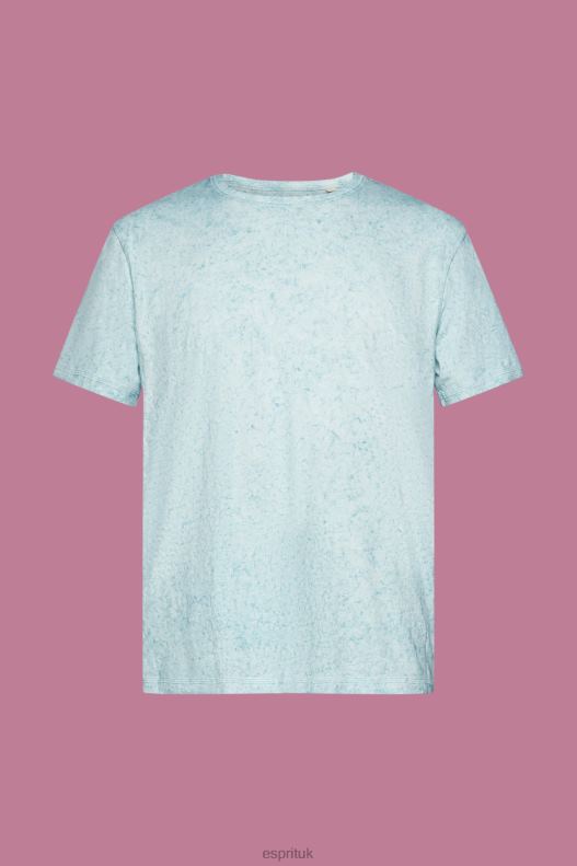 Esprit Washed-effect T-shirt Men Light Aqua Green T-Shirts P0D0X753 - Image 5