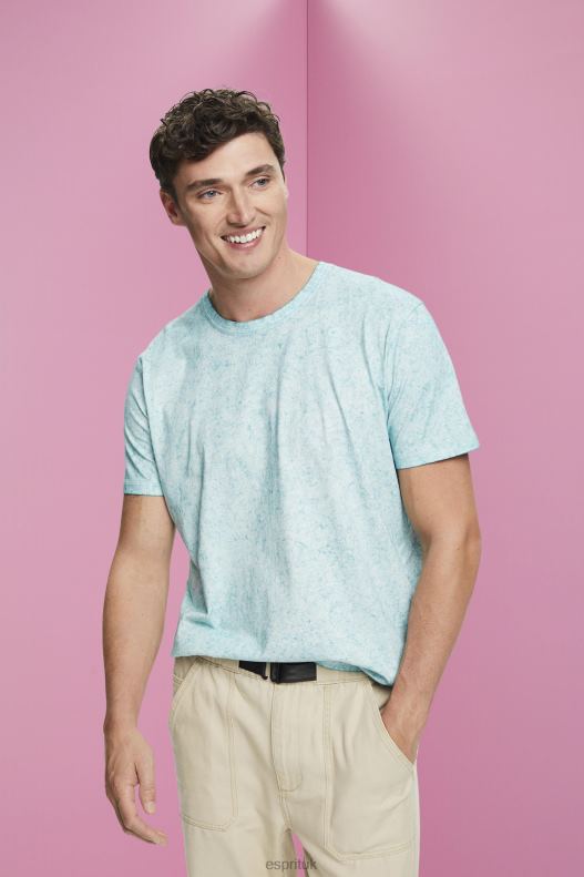 Esprit Washed-effect T-shirt Men Light Aqua Green T-Shirts P0D0X753 - Image 1