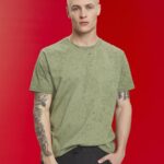 Esprit Washed-effect T-shirt Men Light Khaki T-Shirts P0D0X752