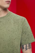 Esprit Washed-effect T-shirt Men Light Khaki T-Shirts P0D0X752 - Image 3