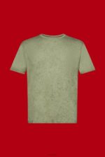 Esprit Washed-effect T-shirt Men Light Khaki T-Shirts P0D0X752 - Image 5