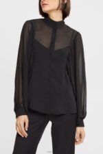 Esprit Wide chiffon blouse Women Black Blouses P0D0X426