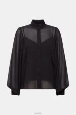 Esprit Wide chiffon blouse Women Black Blouses P0D0X426 - Image 5
