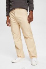 Esprit Wide fit chinos Men Cream Beige Trousers & Pants P0D0X331