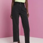 Esprit Wide leg jeans with an asymmetric hem Women Black Medium Wash Denim P0D0X212