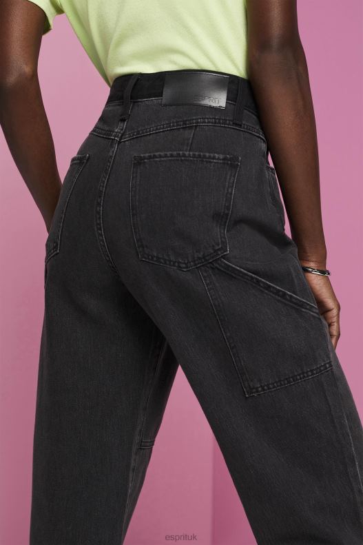 Esprit Wide leg jeans with an asymmetric hem Women Black Medium Wash Denim P0D0X212 - Image 3