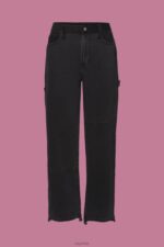 Esprit Wide leg jeans with an asymmetric hem Women Black Medium Wash Denim P0D0X212 - Image 5