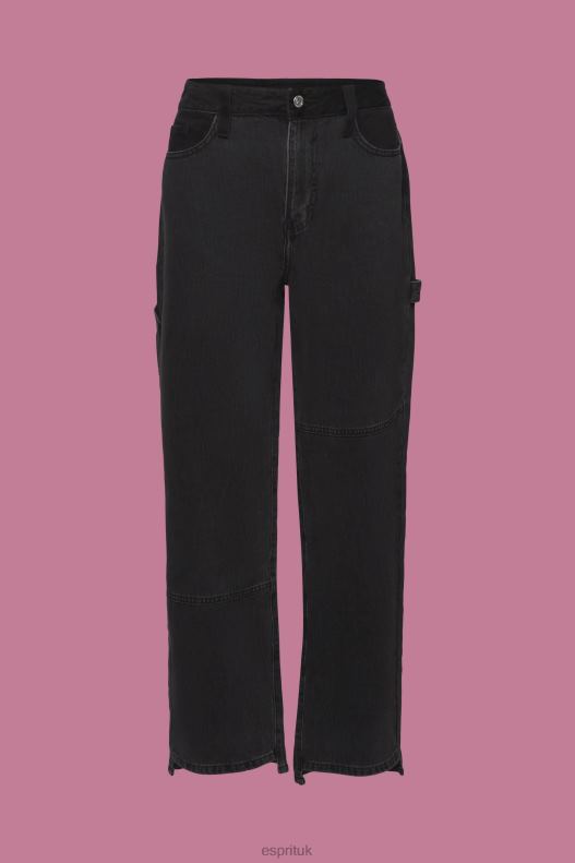 Esprit Wide leg jeans with an asymmetric hem Women Black Medium Wash Denim P0D0X212 - Image 5