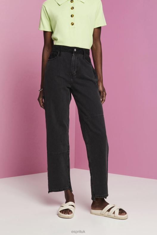 Esprit Wide leg jeans with an asymmetric hem Women Black Medium Wash Denim P0D0X212 - Image 1