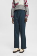 Esprit Wide leg trousers Women Petrol Blue Trousers & Pants P0D0X437
