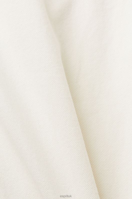 Esprit Wide leg twill trousers, 100% cotton Women Off White Trousers & Pants P0D0X4 - Image 4