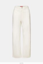 Esprit Wide leg twill trousers, 100% cotton Women Off White Trousers & Pants P0D0X4 - Image 5