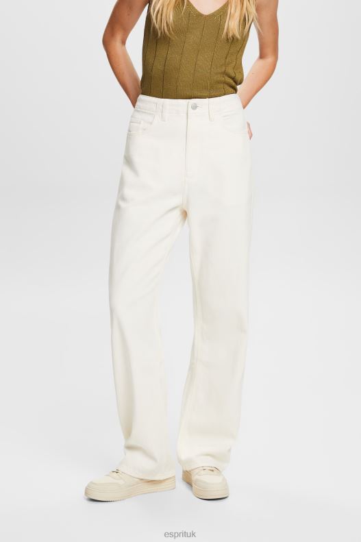 Esprit Wide leg twill trousers, 100% cotton Women Off White Trousers & Pants P0D0X4 - Image 1