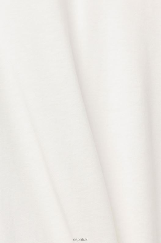 Esprit With TENCEL: T-shirt with band collar Women Off White T-Shirts P0D0X562 - Image 4