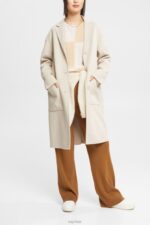 Esprit Wool blend coat Women Cream Beige Coats P0D0X561 - Image 2