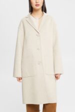 Esprit Wool blend coat Women Cream Beige Coats P0D0X561