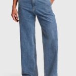 ESPRIT x Rest & Recreation Capsule Denim Cargo Pants Women Blue Rinse Denim P0D0X480