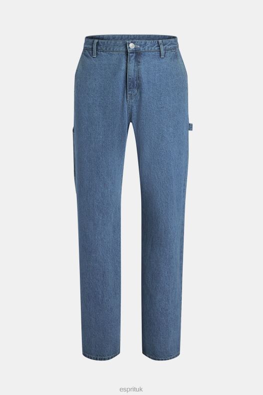 ESPRIT x Rest & Recreation Capsule Denim Cargo Pants Women Blue Rinse Denim P0D0X480 - Image 4