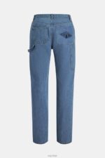 ESPRIT x Rest & Recreation Capsule Denim Cargo Pants Women Blue Rinse Denim P0D0X480 - Image 5