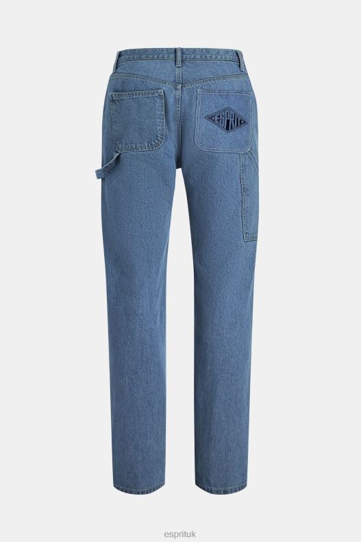 ESPRIT x Rest & Recreation Capsule Denim Cargo Pants Women Blue Rinse Denim P0D0X480 - Image 5