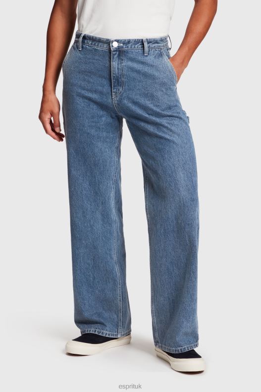 ESPRIT x Rest & Recreation Capsule Denim Cargo Pants Women Blue Rinse Denim P0D0X480 - Image 1