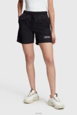 ESPRIT x Rest & Recreation Capsule Windbreaker Shorts Women Black Shorts P0D0X474